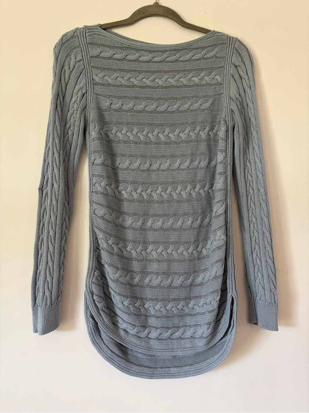 Lauren Ralph Lauren cable knit gray blue sweater size S preppy flowy